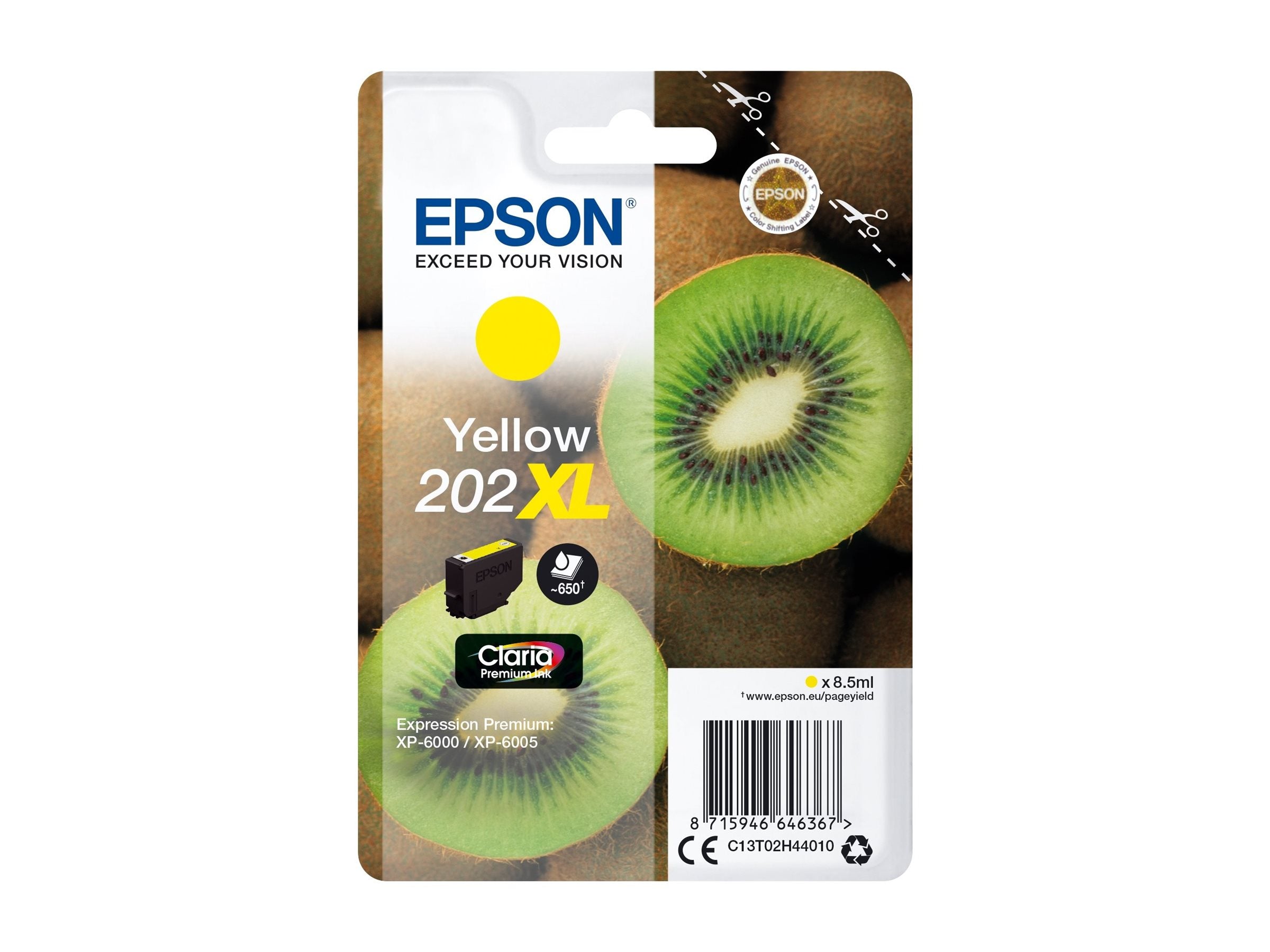 EPSON 4LB Singlepack Yellow 202XL Kiwi Clara Premium Ink Vorderansicht