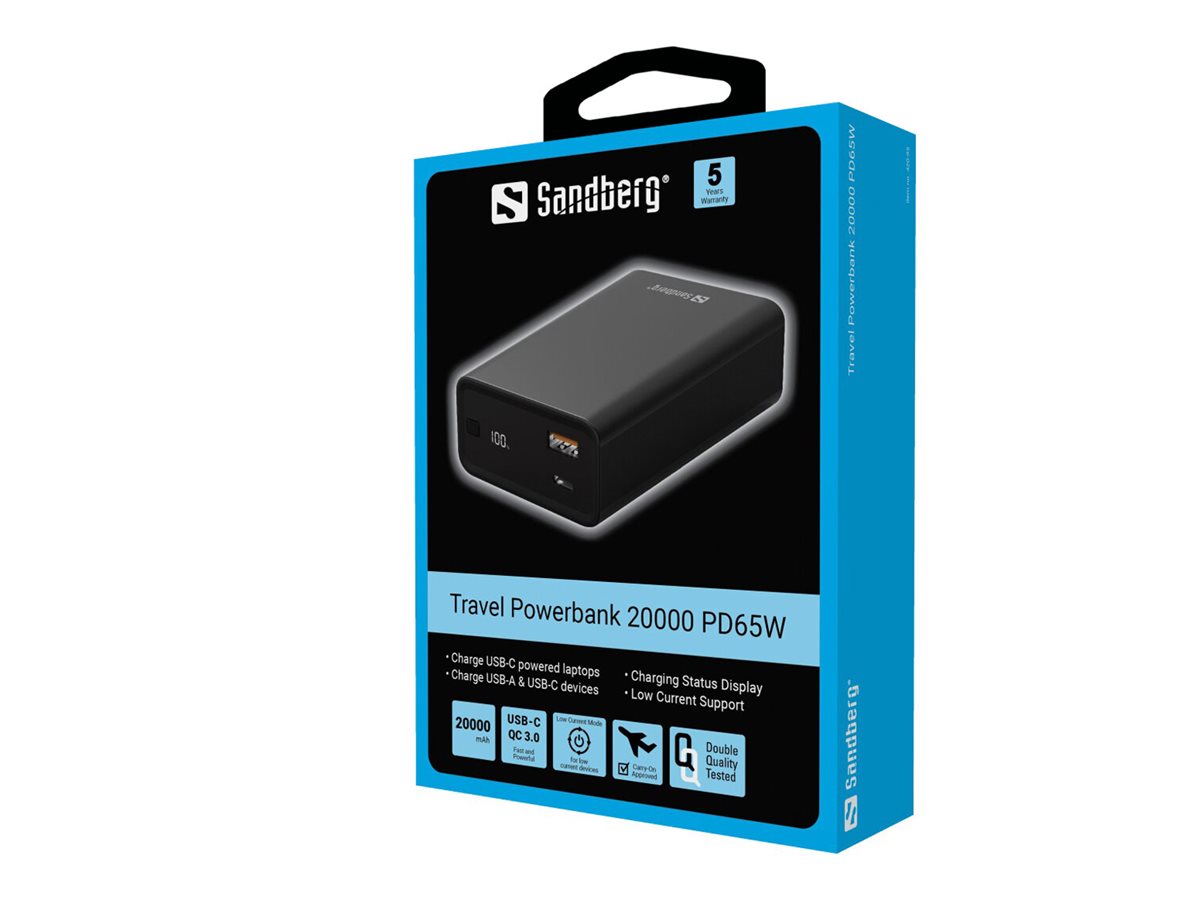 SANDBERG Travel Powerbank 20000 PD65W Vorderansicht