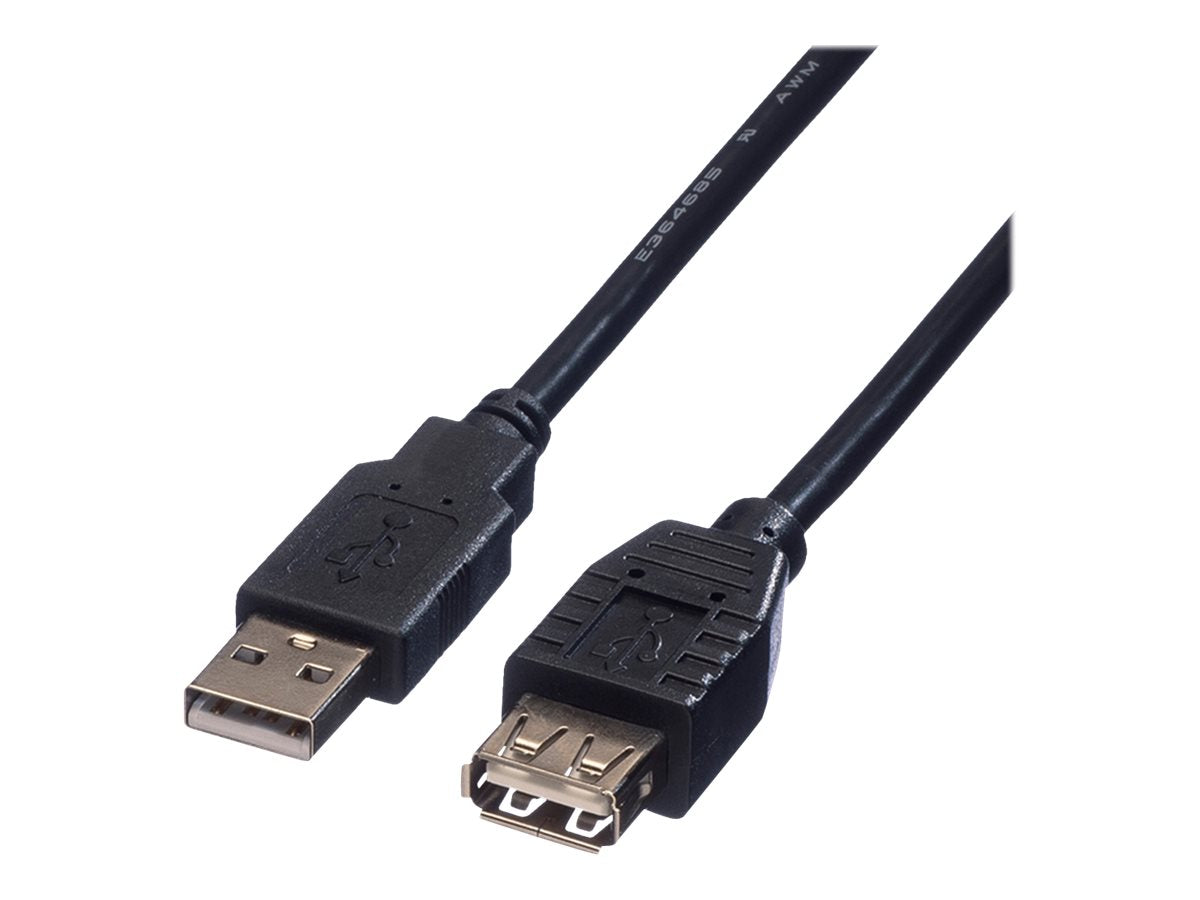 ROLINE USB 2.0 Kabel Typ A-A ST/BU schwarz 0,8m Vorderansicht