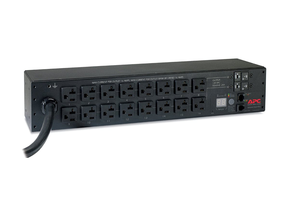 APC Metered Rack PDU AP7802B Rack AC 100/120V input NEMA L5-30 output connectors 16 NEMA 5-20 2U 3