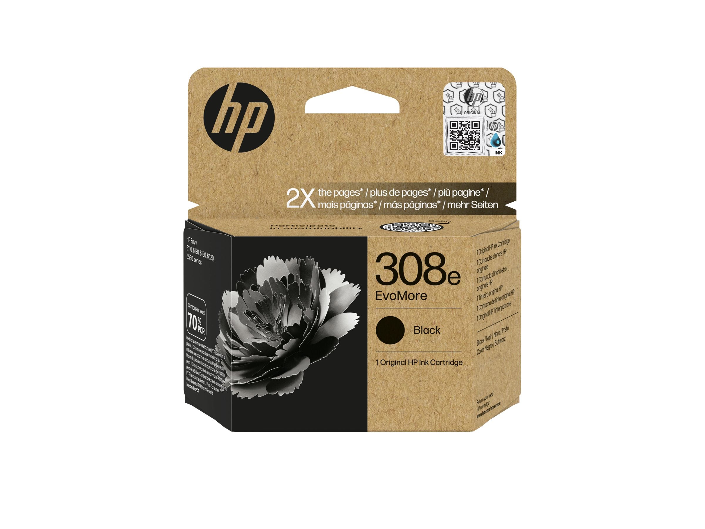 HP 308e EvoMore Black Original Ink Cartridge Verpackung