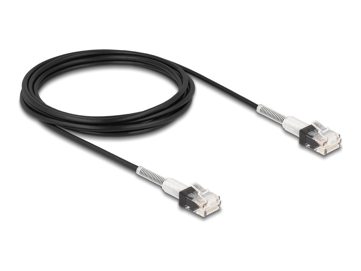 DELOCK RJ45 Netzwerkkabel Cat.6A UTP Slim 3 m schwarz - Vorderansicht