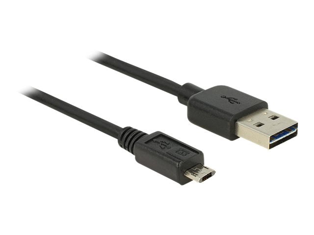 DELOCK Kabel EASY-USB 2.0 Typ-A Stecker > EASY-USB 2.0 Typ Micro-B Stecker schwarz 2 m - Vorderansicht