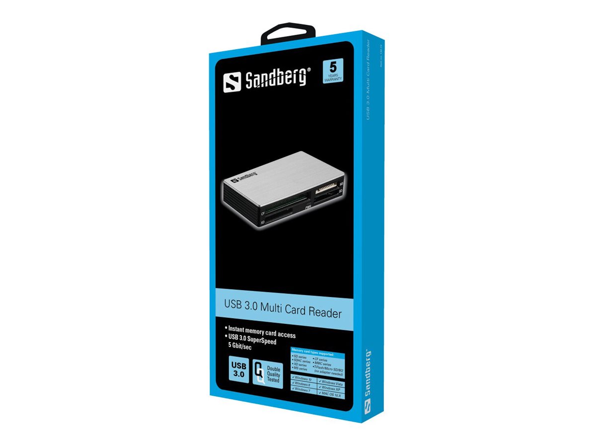SANDBERG USB 3.0 Multi Card Reader Vorderansicht