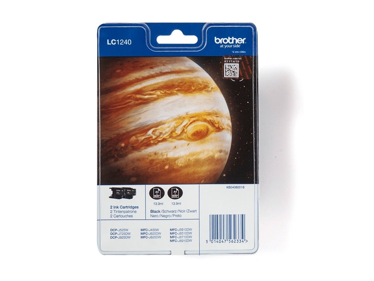 BROTHER LC1240BKBP2DR Twinpack Tintenpatrone Vorderansicht