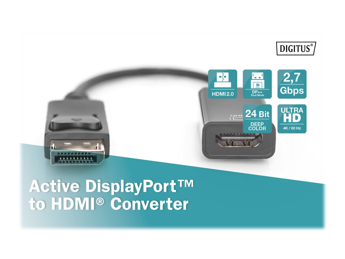 DIGITUS DisplayPort Adapterkabel DP - HDMI Typ A St/Bu 0