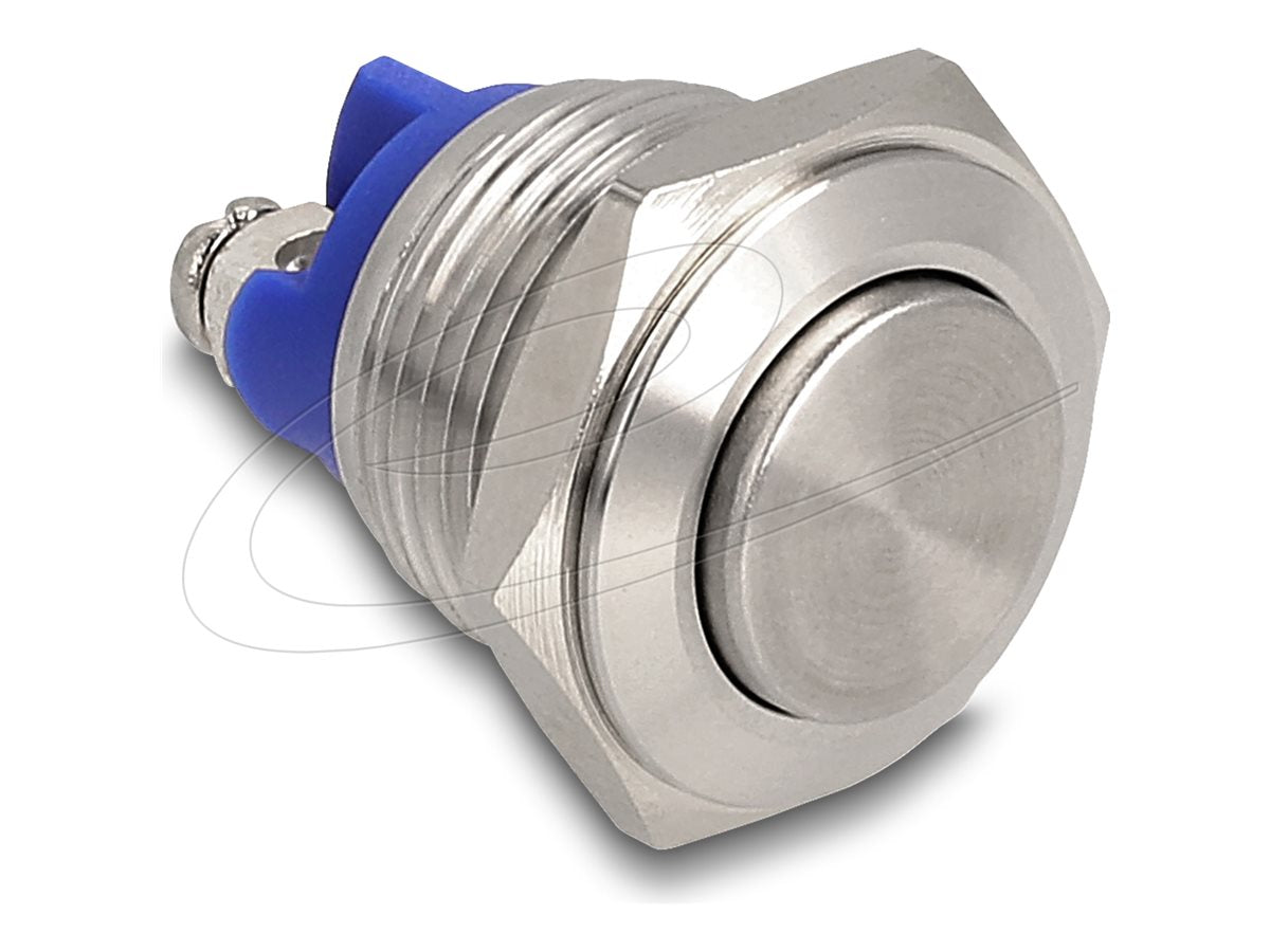DELOCK Drucktaster zum Einbau 16mm 2 x Schraubklemme Taster hoch - Vorderansicht