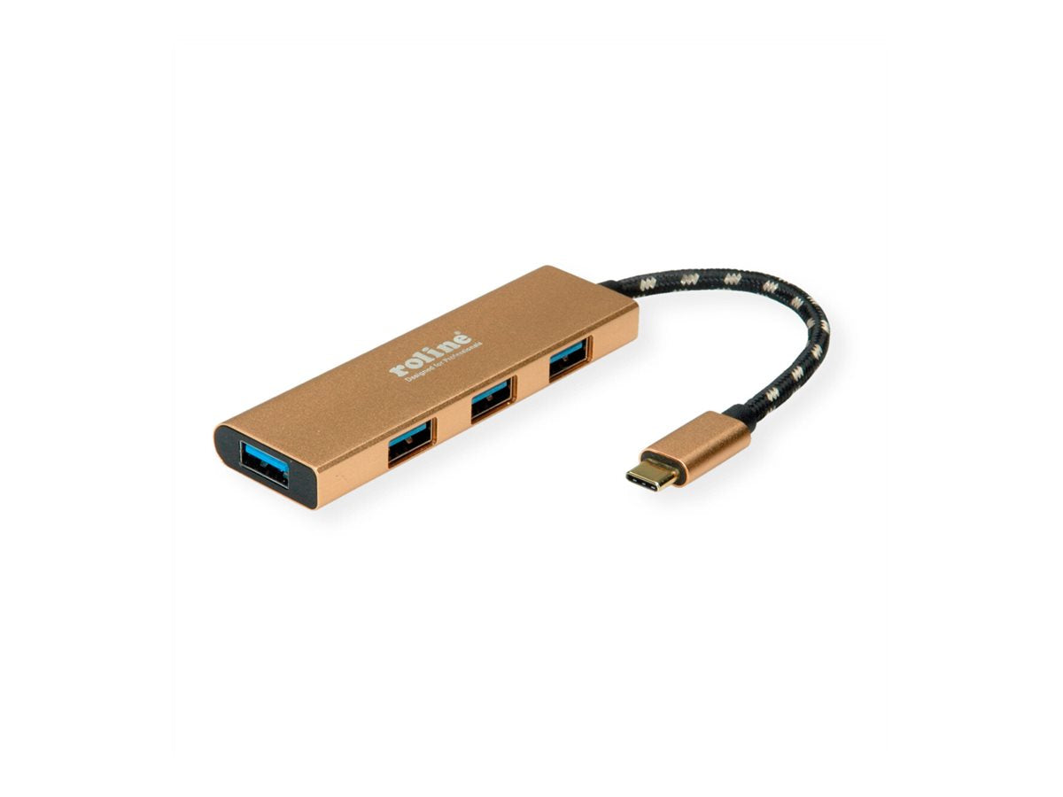 ROLINE GOLD USB 3.2 Gen 1 Hub 4fach Typ C Anschlusskabel Rückansicht