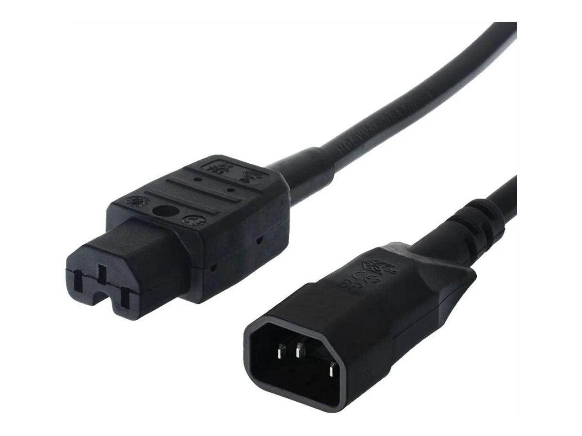 BACHMANN Netzkabel Kaltgerätestecker Stecker IEC320 C14 - Warmgeräte Kupplung IEC320 C15 schwarz 1,5m - Vorderansicht