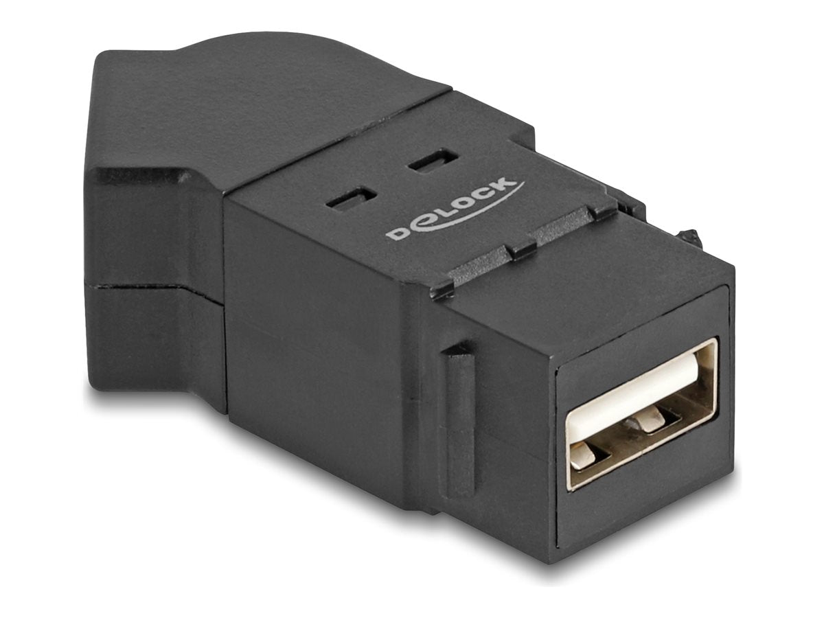 DELOCK USB 2.0 Typ-A Einbaubuchse zu Typ-A Buchse 45 gewinkelt schwarz - Vorderansicht