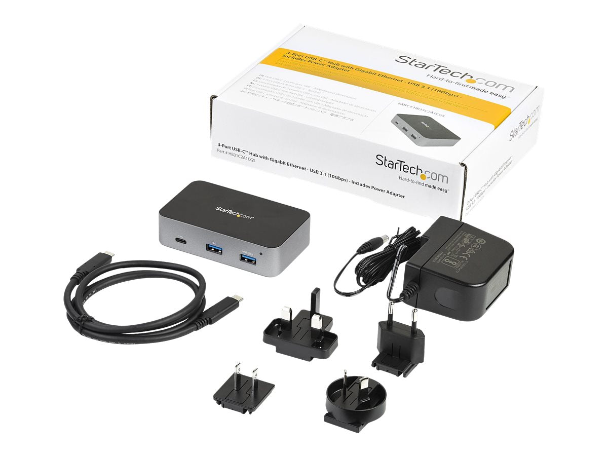 Vorderansicht des STARTECH.COM 3-Port USB-C Hub HB31C2A1CGS