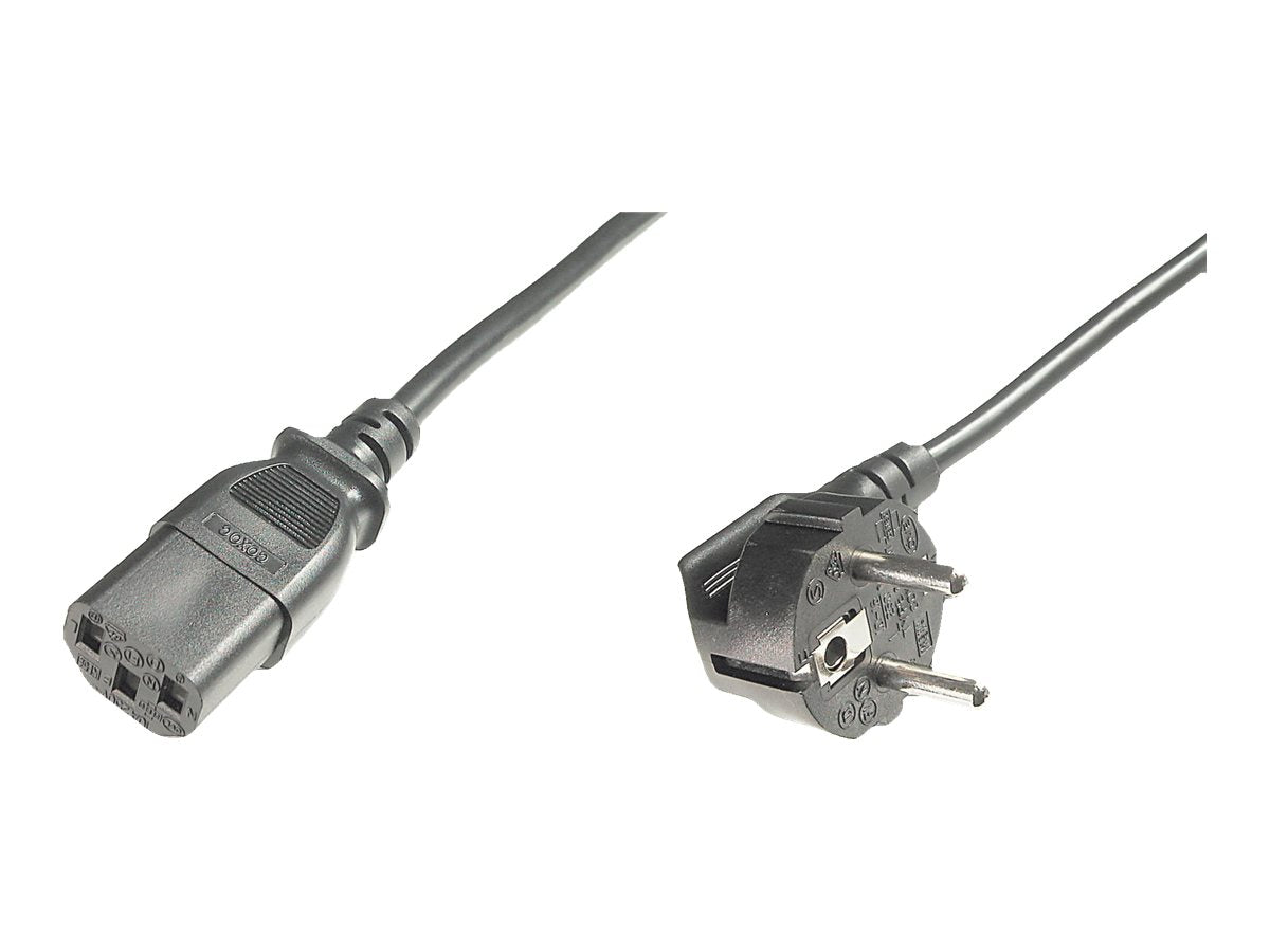 DIGITUS Netzanschlusskabel CEE 7/7 Typ-F 90 Angle gewin. - C13 St/Bu 2,5m Vorderansicht