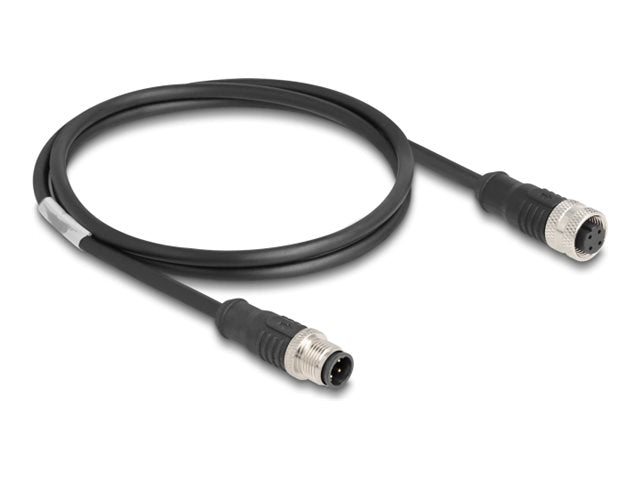 DELOCK M12 Kabel D-kodiert 4 Pin Stecker zu Buchse PVC 1m - Vorderansicht