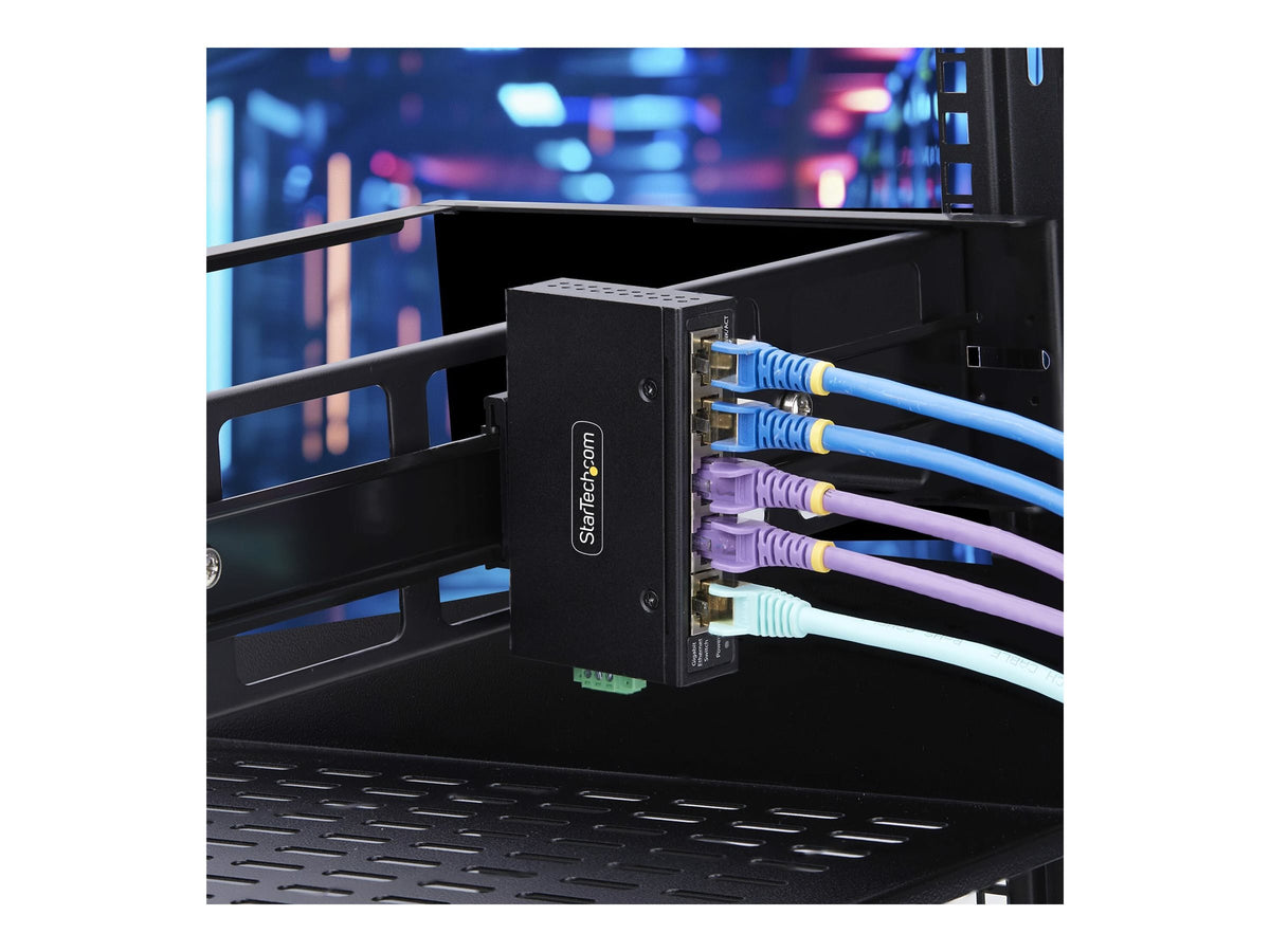 STARTECH.COM 5-Port Mini Netzwerk Switch fur Hutschiene/Wandmontage Unmanaged Industrie Gigabit LAN Switch 1Gb IP30 9-60 VDC TAA