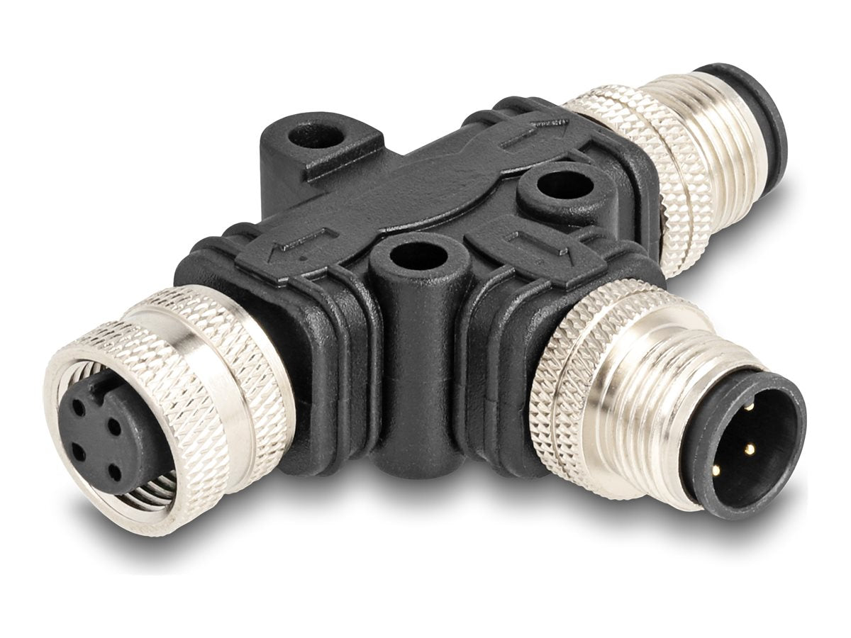 DELOCK M12 T-Splitter A-kodiert 4 Pin Stecker Vorderansicht
