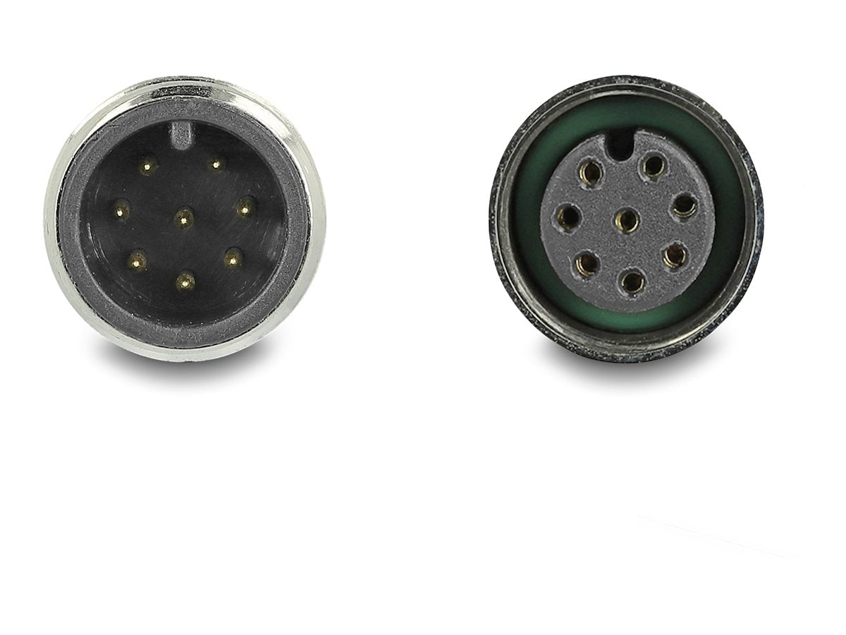 DELOCK M12 Kabel A-kodiert 8 Pin Stecker zu Buchse PVC 5m - Vorderansicht