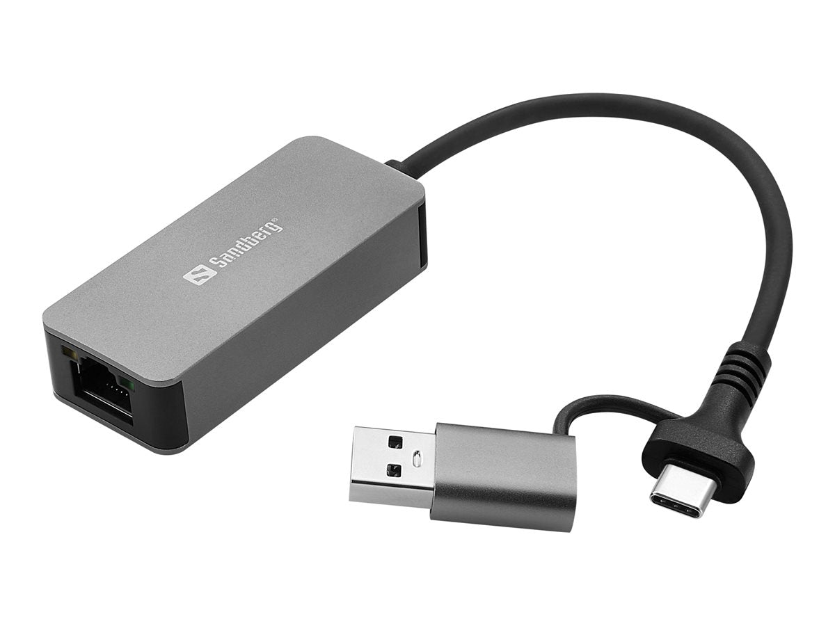 SANDBERG USB-C/A 2.5 GbE RJ45 Adapter Vorderansicht