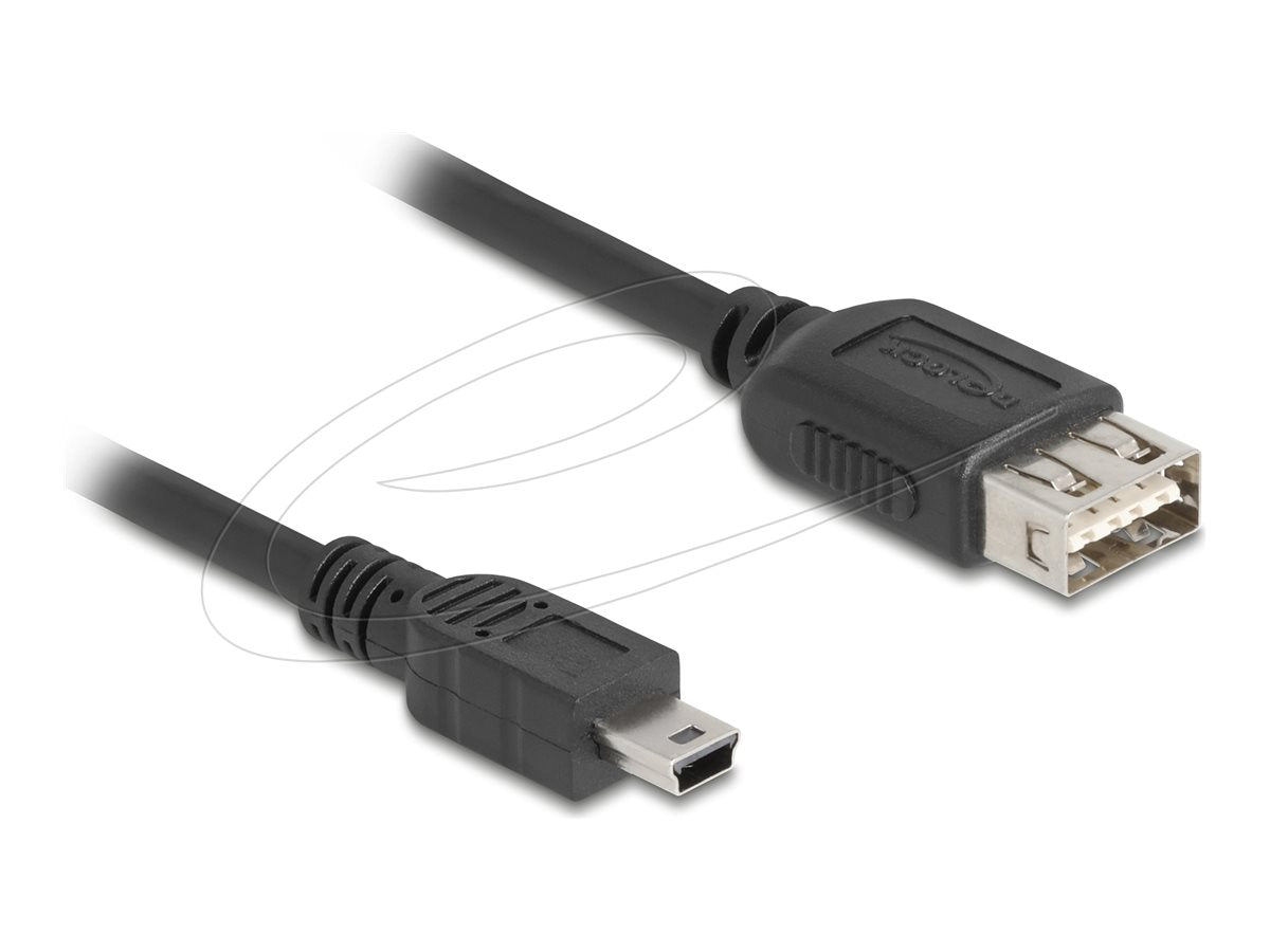 DELOCK USB 2.0 Kabel USB Typ Mini-B Stecker zu EASY USB Typ-A Buchse 0,5m - Vorderansicht