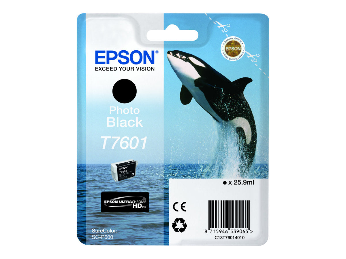 EPSON T7601 Tintenpatrone photo schwarz Vorderansicht