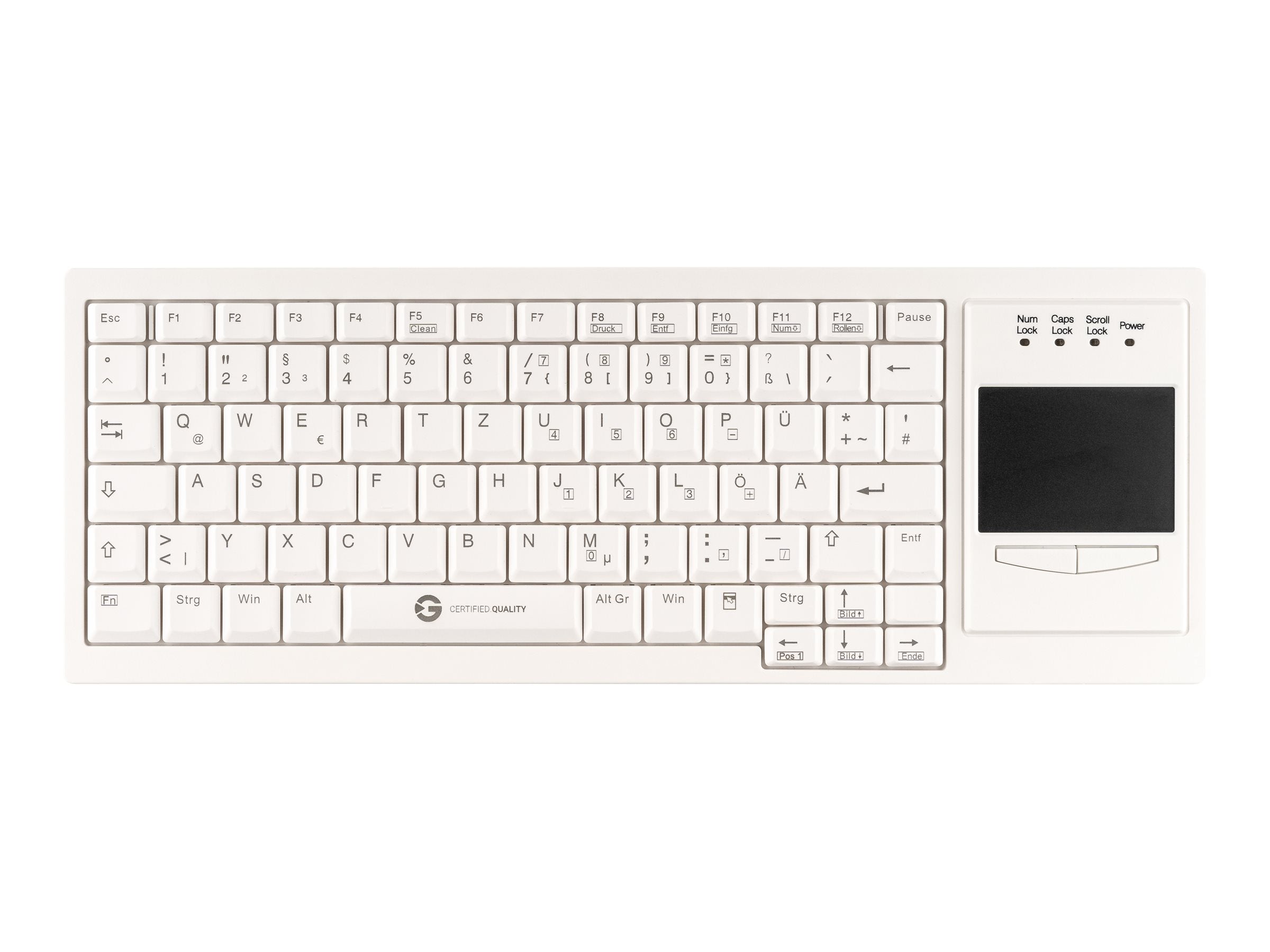 GETT Cleantype Xtra Touch WL kabellose Tastatur mit Touchpad Farbe weiss Layout DE