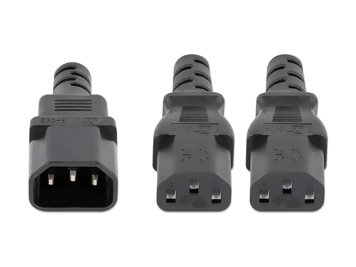 MANHATTAN Stromkabel 2 x C13 auf C14 Y-Splitterkabel Vorderansicht