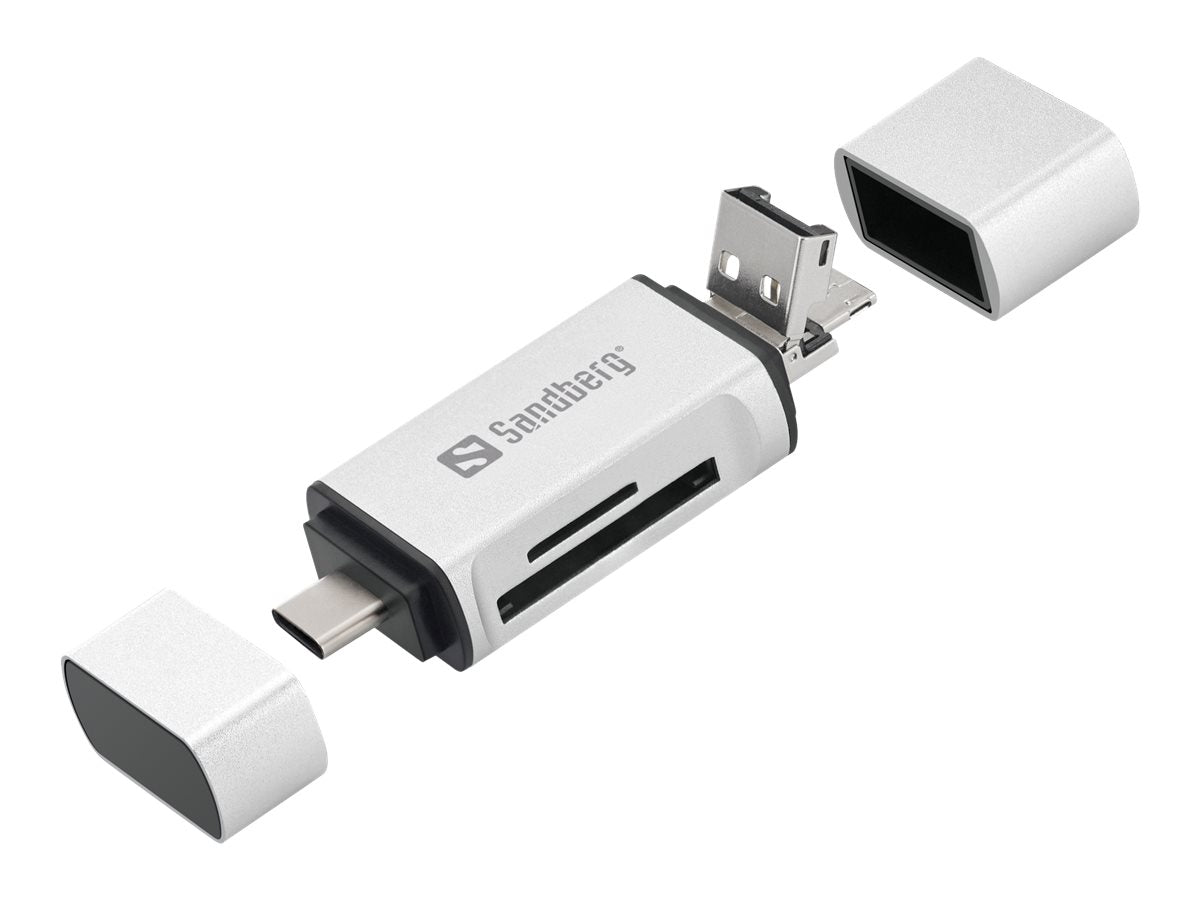 SANDBERG Card Reader USB-C+USB+MicroUSB Vorderansicht