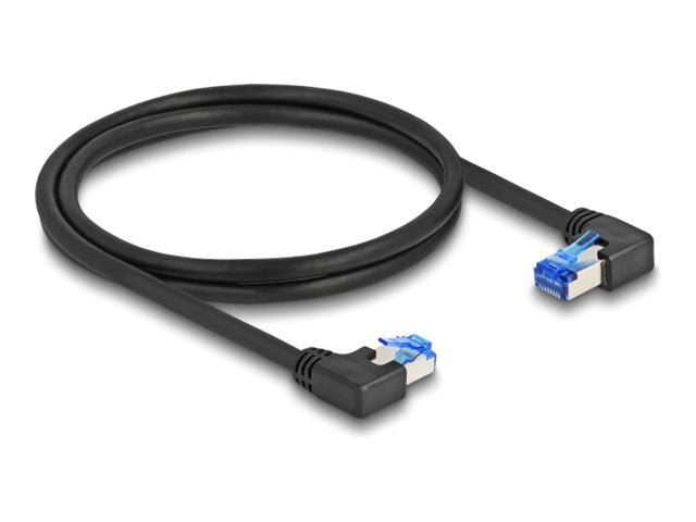 DELOCK RJ45 Netzwerkkabel Cat.6A S/FTP 1m schwarz Vorderansicht