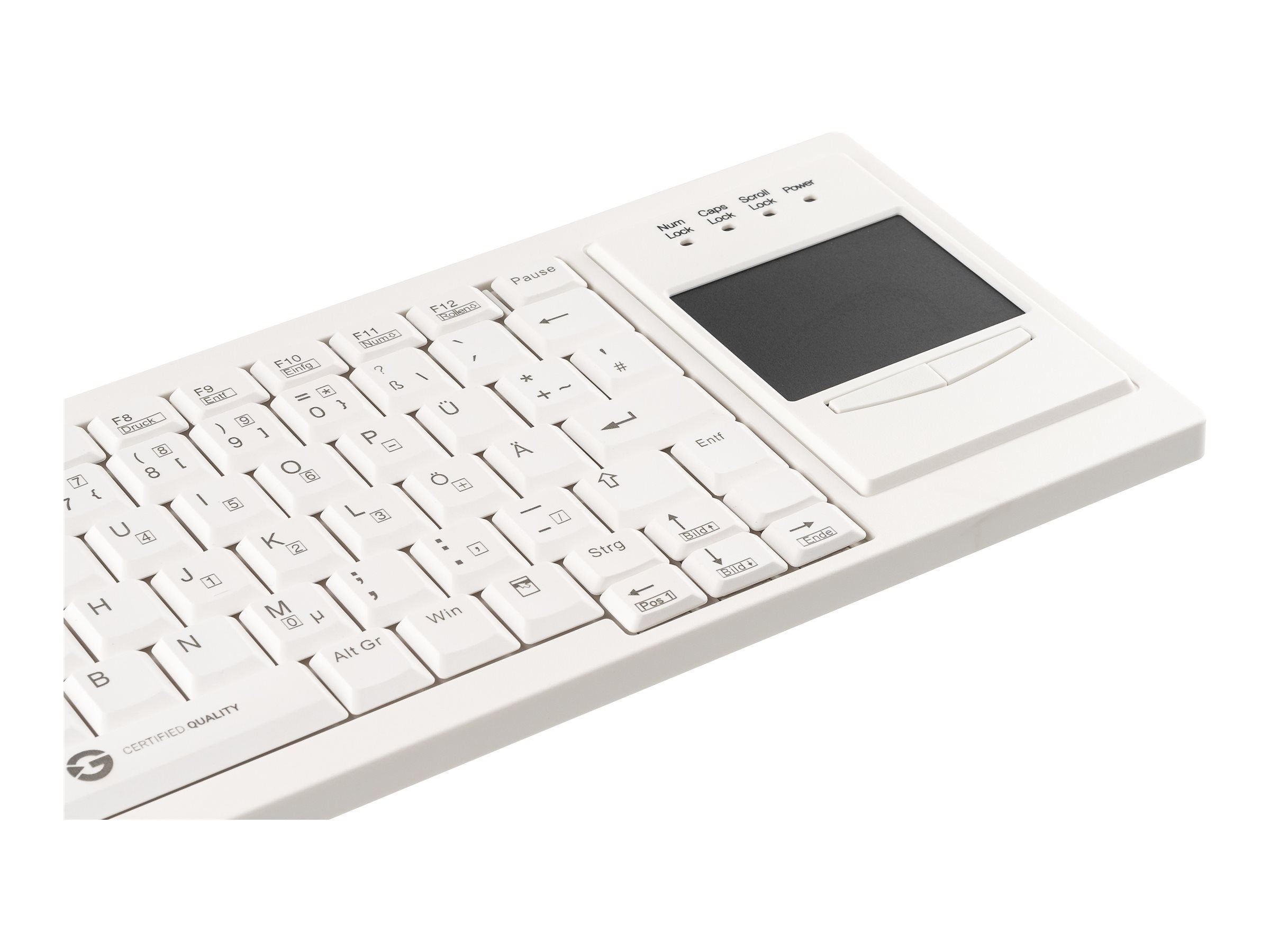 GETT Cleantype Xtra Touch WL kabellose Tastatur mit Touchpad Farbe weiss Layout DE
