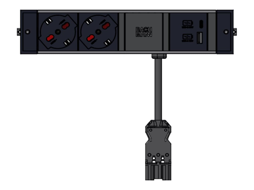 BACHMANN DESK RAIL 2xP40 1xUSB A&C 2,0m GST18 Italia - Vorderansicht