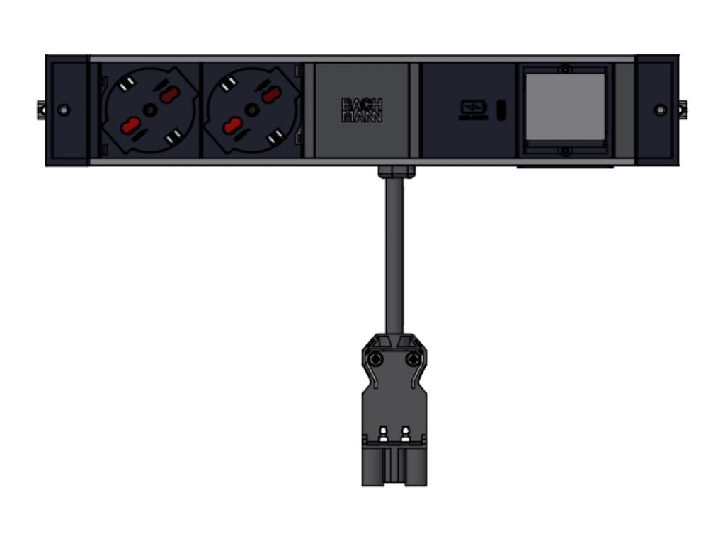 BACHMANN DESK RAIL 2xP40 1xUSB C 30W 1xCM 2,0m GST18 Italia Vorderansicht
