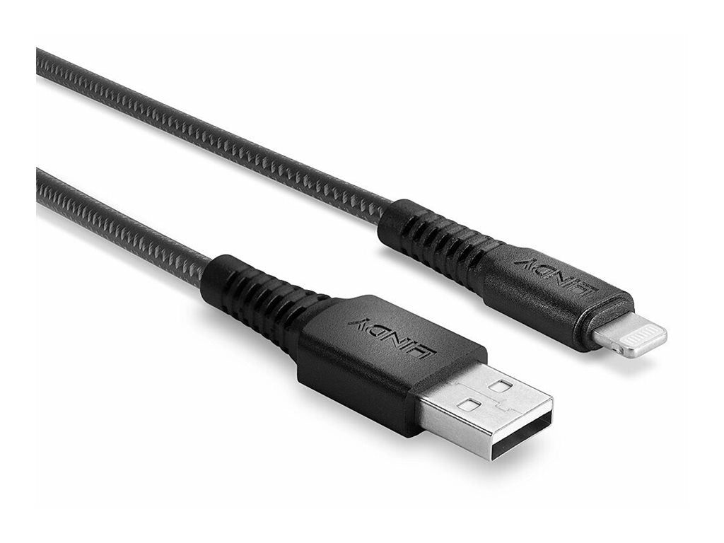 LINDY 1m verstärktes USB Typ A an Lightning Ladekabel im Einsatz