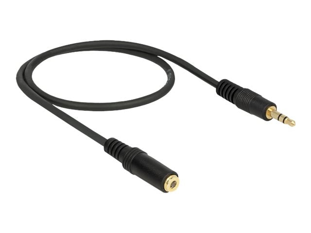 DELOCK Klinkenverlängerungskabel 3,5 mm 3 Pin Stecker > Buchse 0,5 m schwarz - Vorderansicht