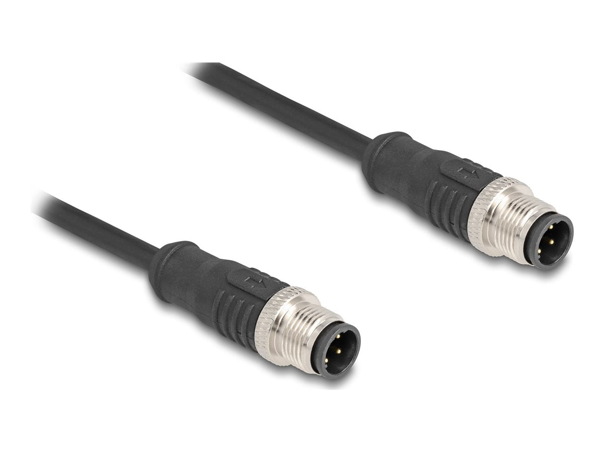 DELOCK M12 Kabel D-kodiert 4 Pin Stecker zu Stecker PVC 2m - Vorderansicht