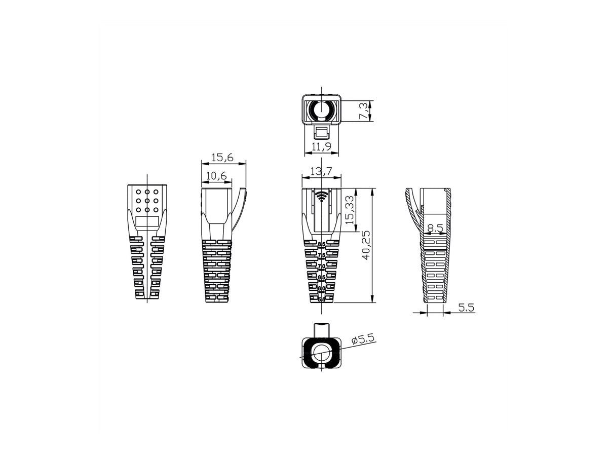 ROLINE Knickschutztulle RJ-45 Vorderansicht