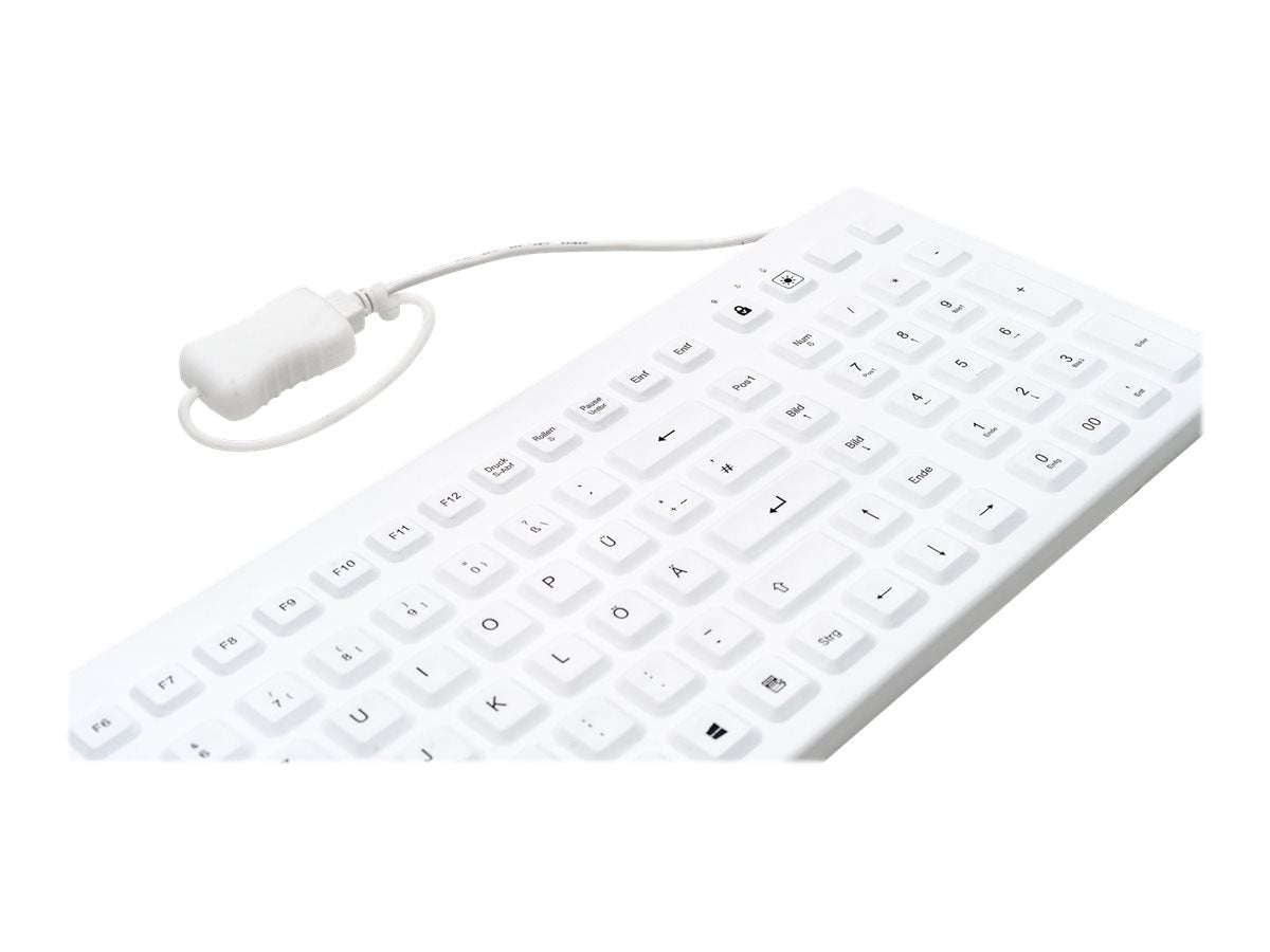 GETT GCQ CleanType Prime Pro+ Silikon Tastatur mit NUM-block mit Magneten IP68 beleuchtete Tasten USB Farbe: weiss Layout: FR