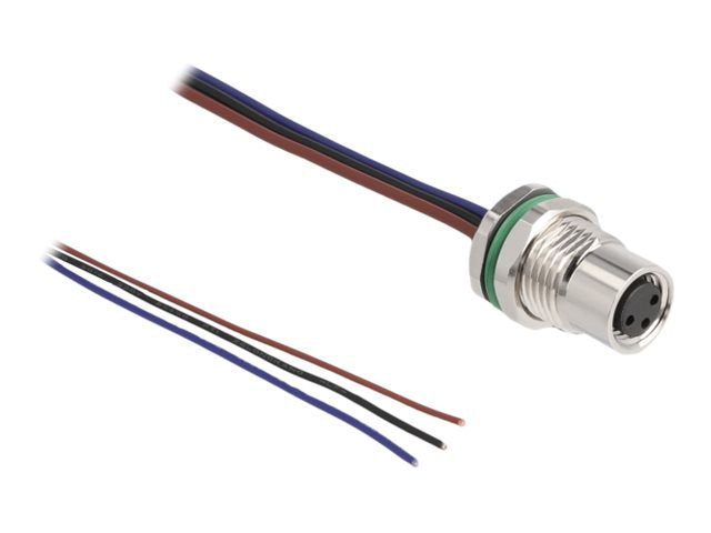 DELOCK M8 3 Pin Buchse für Panel mit offenen Kabeln A-kodiert 0,5m - Vorderansicht
