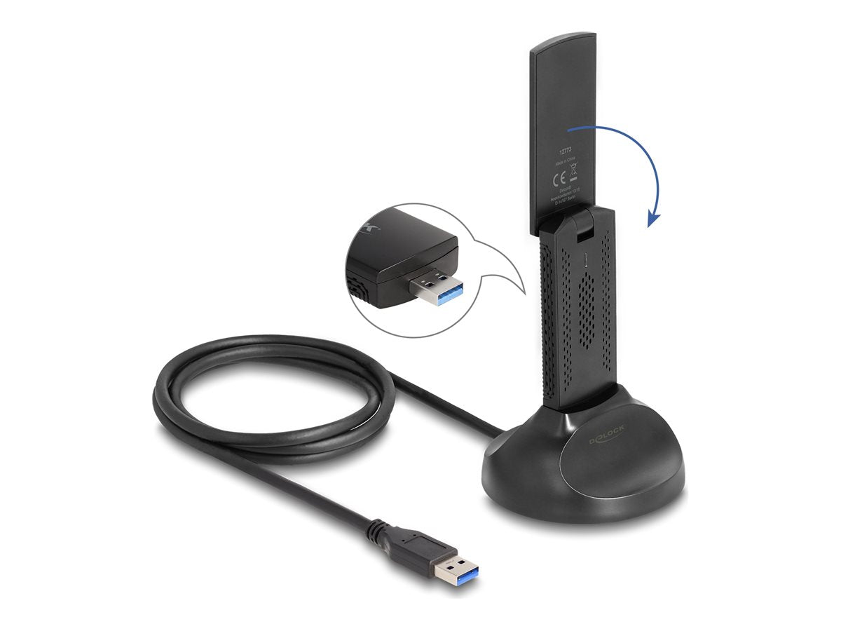 DELOCK Wi-Fi 6E Dualband WLAN USB Adapter AX3000 Vorderansicht