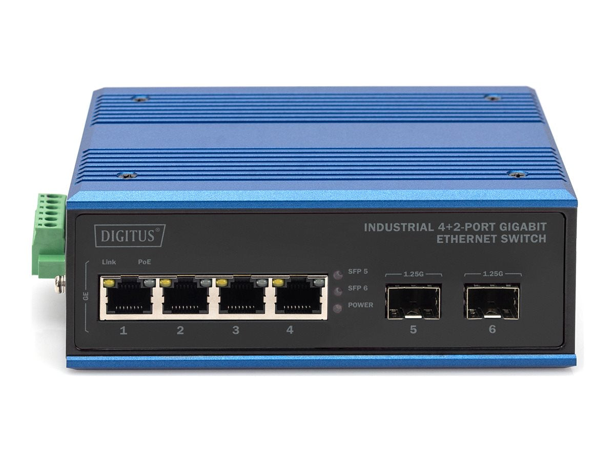 DIGITUS DN-651148 Industrial 4+2-Port Gigabit Ethernet Switch Vorderansicht