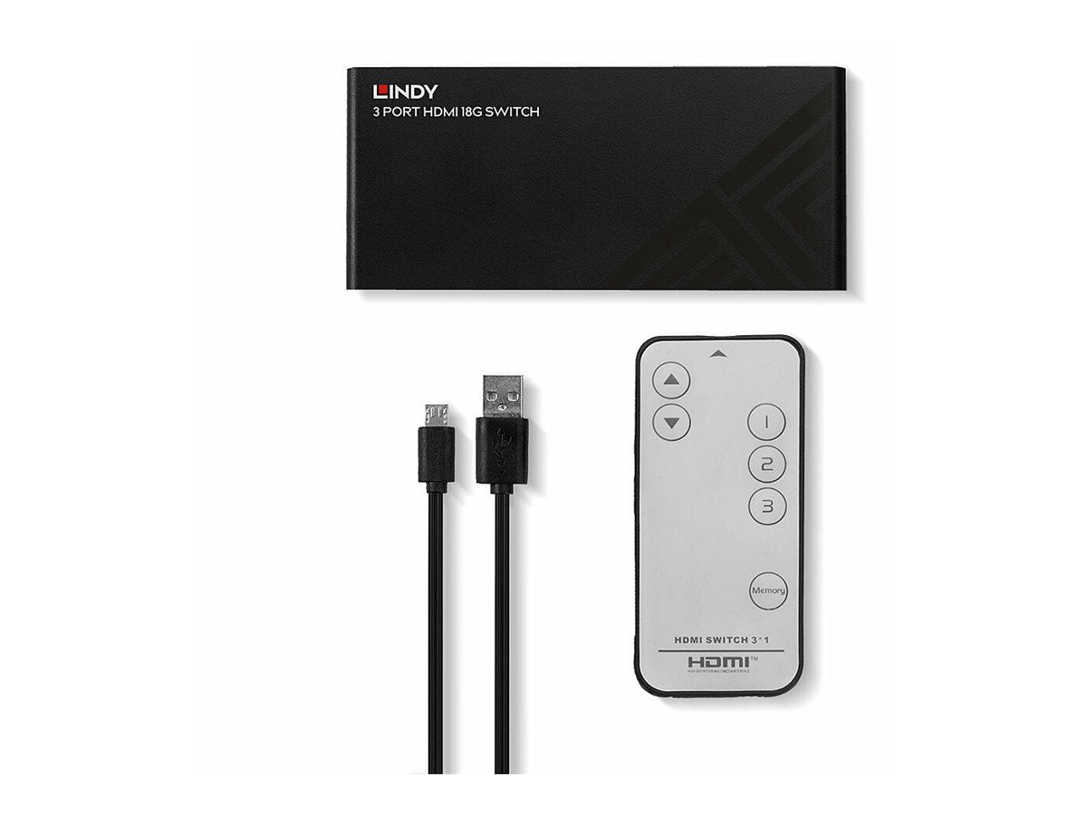 LINDY 3 Port HDMI 18G Switch - Vorderansicht