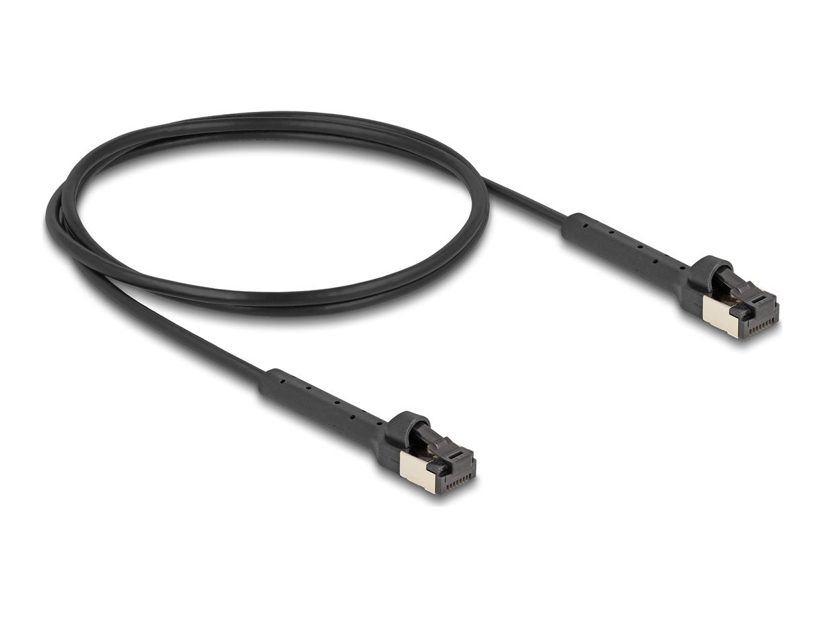 DELOCK RJ45 Slim Netzwerkkabel Cat.8.1 U/FTP winkelbar bis 40 Gbps schwarz 1m