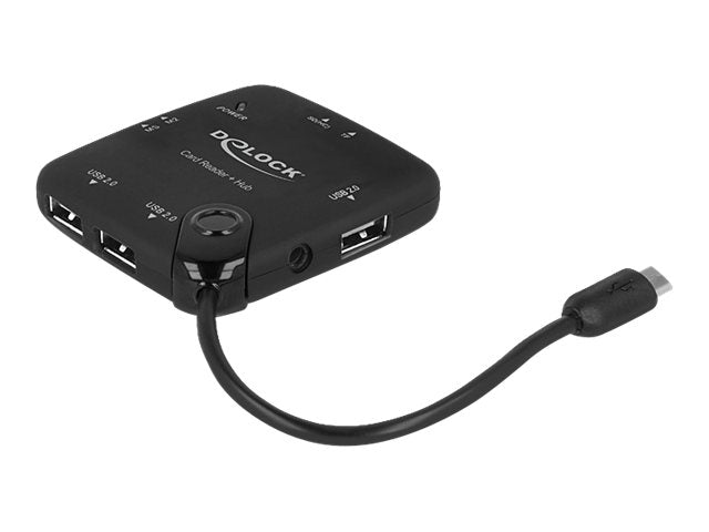 DELOCK Card Reader OTG Micro USB 5 x Slots + 3 Port USB Hub - Vorderansicht