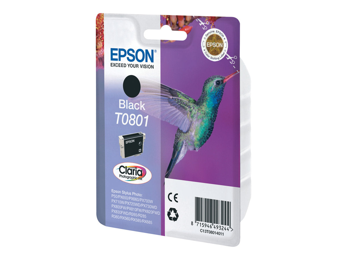 EPSON T0801 Tintenpatrone Schwarz Vorderansicht