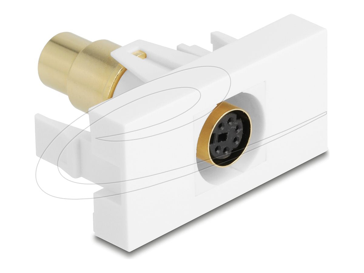 DELOCK Easy 45modul Mini-DIN 6 Pin Buchse zu Buchse vergoldet weiss - Vorderansicht