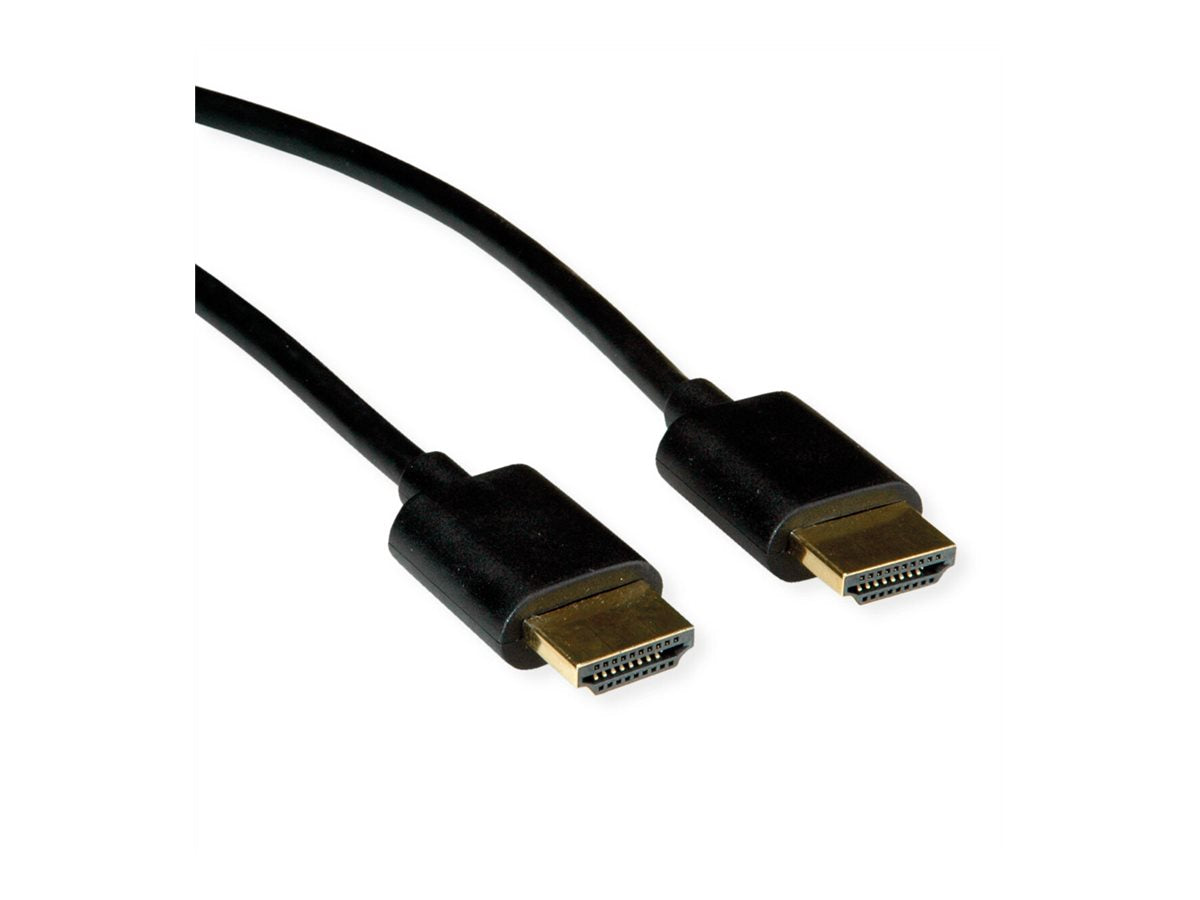 ROLINE HDMI High Speed Kabel mit Ethernet Slim ST-ST schwarz 2m - Detailansicht der Anschlüsse