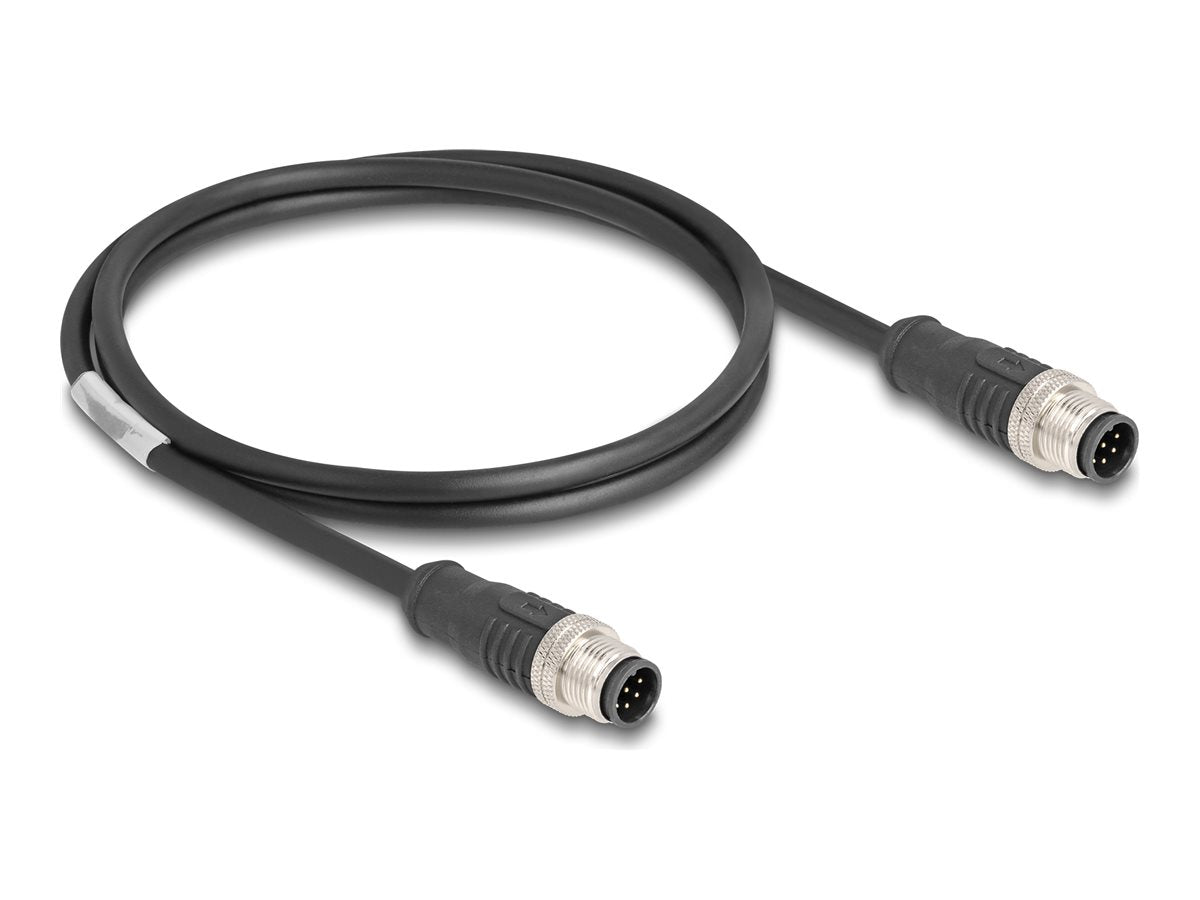 DELOCK M12 Kabel A-kodiert 8 Pin Stecker zu Stecker PVC 1m - Vorderansicht