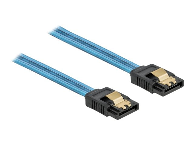 DELOCK SATA 6 Gb/s Kabel UV Leuchteffekt blau 50cm - Vorderansicht