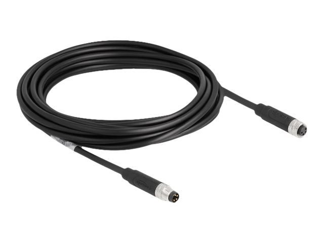 DELOCK M8 4 Pin Kabel A-kodiert Stecker zu Buchse PUR TPU 5m - Vorderansicht