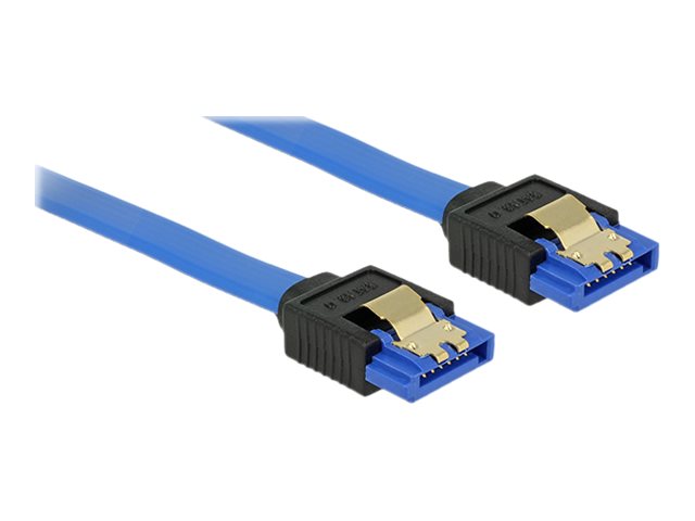 DELOCK SATA Kabel 6 Gb/s 30cm blau mit Goldclips - Vorderansicht