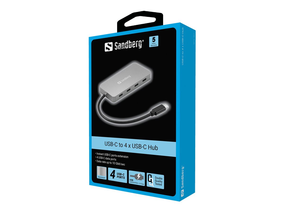 SANDBERG USB-C to 4 x USB-C Hub Vorderansicht