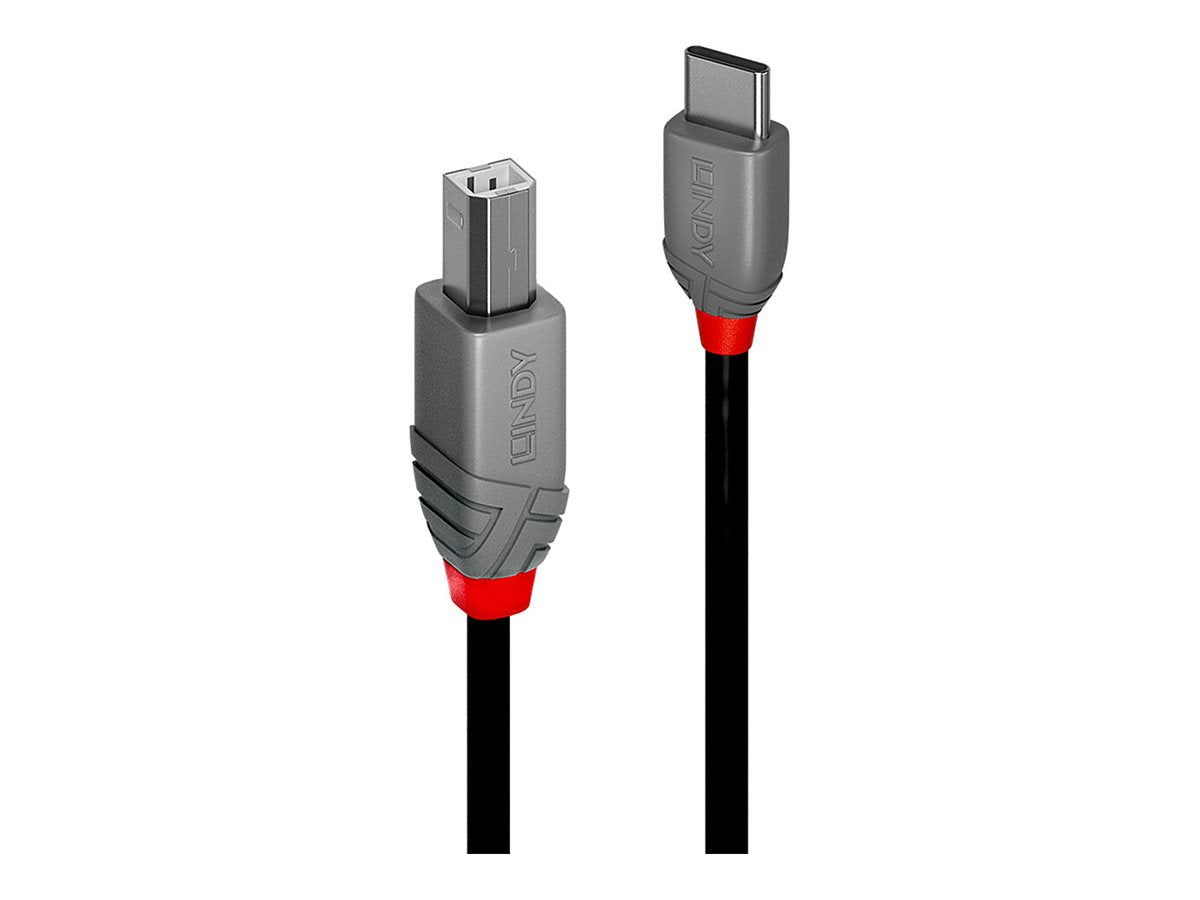 LINDY 1m USB 2.0 Typ C an B Kabel Anthra Line - Detailansicht